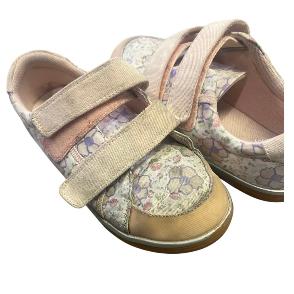 Livie & Luca Girls Ar Rake Eco Sneaker, White Floral Big Girls Sz 1 Pink/Easy-On
